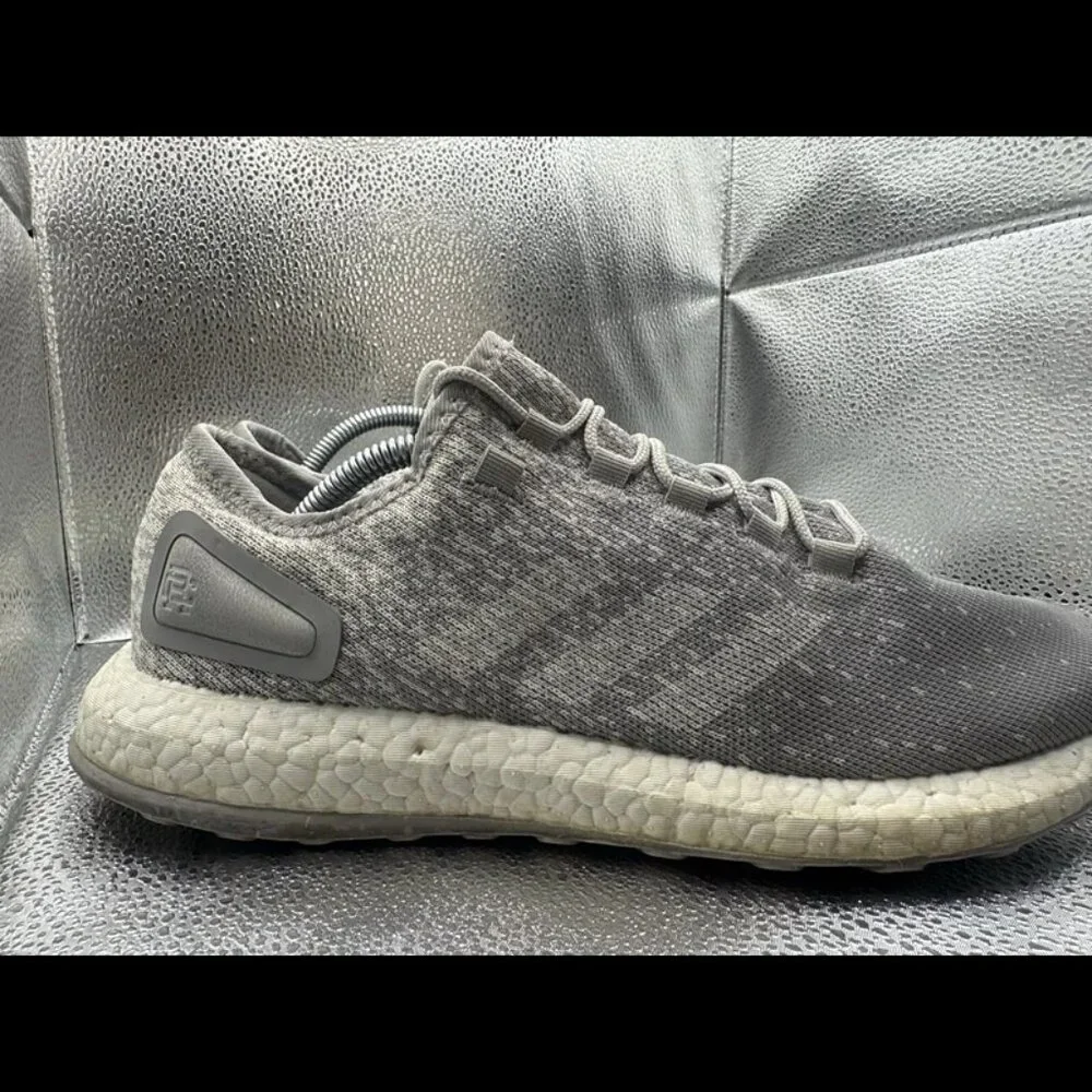 RARE 🚀 Size 11 - Adidas Mens Running Grey White PureBOOST Low Athletic Sneakers
